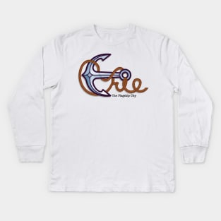 Erie Anchor, the Flagship City Kids Long Sleeve T-Shirt